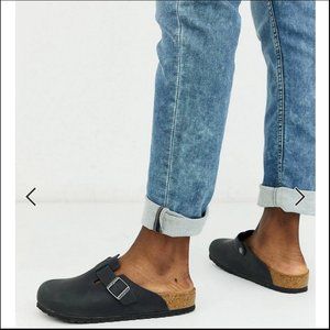 Birkenstock Boston Clogs - Oiled Leather - Black